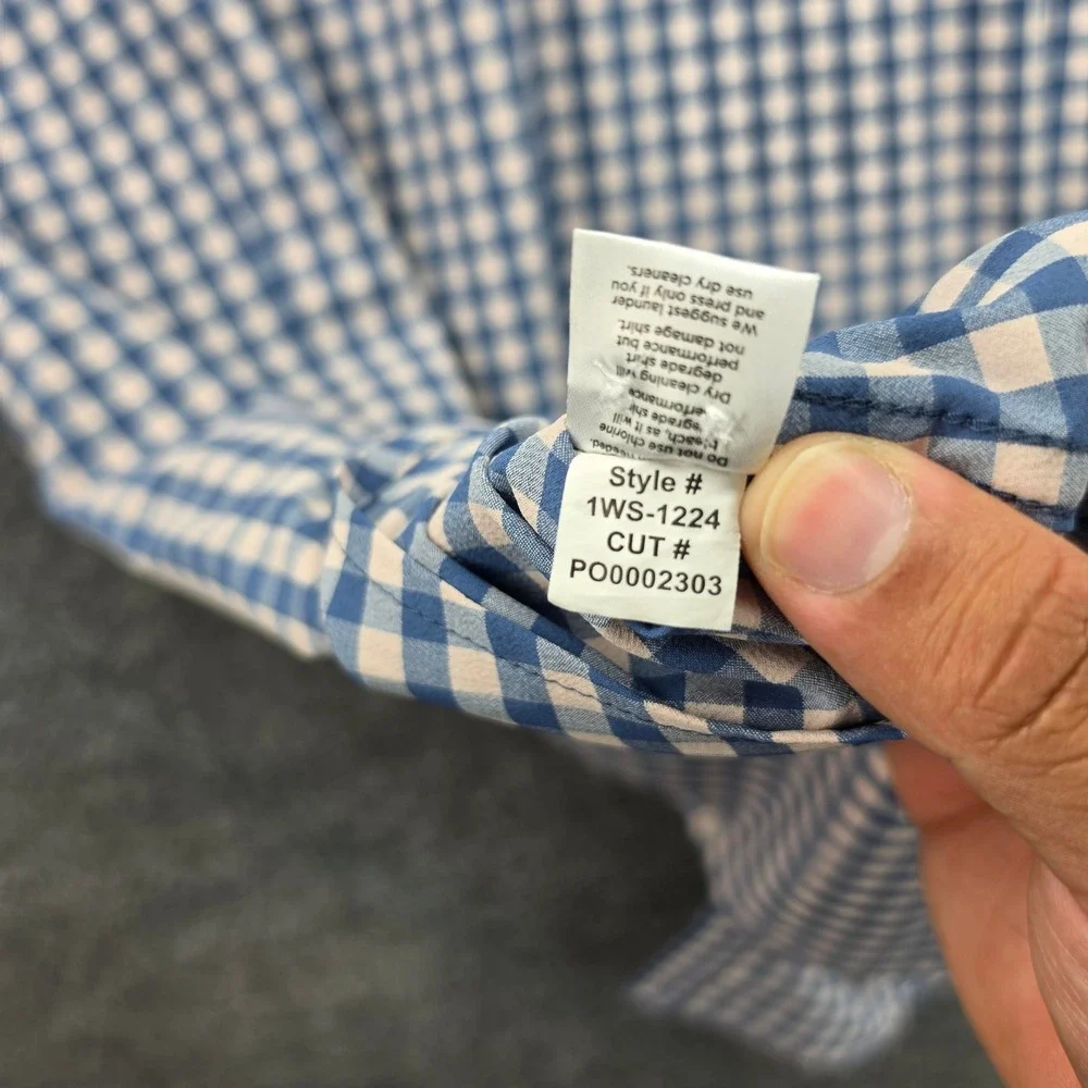 Mizzen+Main Leeward Mens XXL Classic Fit Blue White Gingham Dress Shirt 1WS-1224